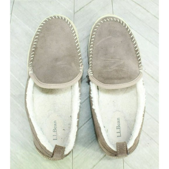 LL Bean Gray Suede Wicked Good Mountain Moccasins Slippers Size 9 M - Picture 7 of 9